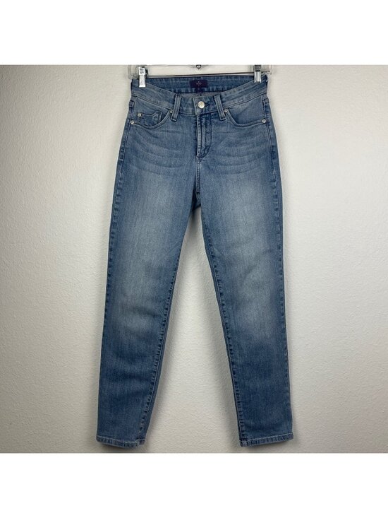 NYDJ Denim - NYDJ Jeans Womens Size 2/27 Mid Rise Slim Leg Stretch Medium Washes Denim Blue